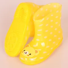 ☆ イエロー×クマ ☆ 25(16cm) ☆ レインブーツ キッズ pmyrboot03 レインブーツ キッズ レインシューズ 長靴 長ぐつ ながぐつ 雨靴 靴 レイングッズ 雨具 ショート 子ども 子供 かわいい おしゃれ 男の子 女の子 保育園