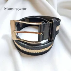 Munsingwear レザー ベルト 黒×白 シルバー　バックル メンズ