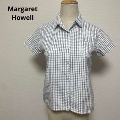 美品】MARGARET HOWELL ブラウンチェック 半袖シャツ - メルカリ