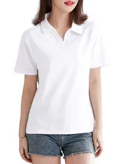 [ブブ オーハナ] ポロシャツ Tシャツ レディース 女性 服 ティーシャツ ティシャツ シャツ ストレッチ性 春服 夏服 秋服 冬服 きれいめTシャツ キレイメTシャツ (L, 白) [ホワイト] [L]