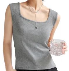 タンクトップ キャミソール レディース リブ トップス 肌着 脇隠し インナー シャツ セクシー ルームウェア グレー M250405-117