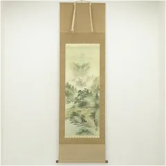 堀江春斎筆 彩色山水図 掛軸 堀江春斎筆 彩色山水図 掛軸 美術品・アンティーク・コレクション