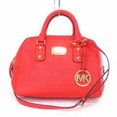 マイケルコース MICHAEL KORS 2WAY ショルダーバッグ ハンド レザー 斜め掛け ロゴ プレート PC-1411 赤 レッド 鞄 ☆AA★