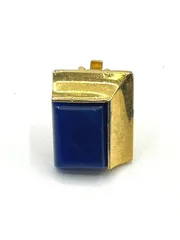 ブルー石　カラーストーン　スクエア　片耳のみ　イヤリング　ゴールド　GP　幅1.3　高さ1.7