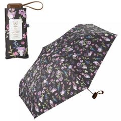 Wpc. サンリオキャラクターズ チャコール クロミ 遮光 水彩フラワー ミニ 日傘 折りたたみ コンパクト 晴雨兼用 100％カット