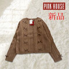 【新品】定価2.3万＋税★ピンクハウス リボンモチーフ編み込みニットカーディガン