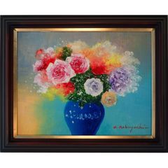 『幸運の絵』　風景画　 油彩画 　ラッキー　女性 　花 開運風水画】八方花風水 花畑の丘の家 （八方位に咲くラッキー