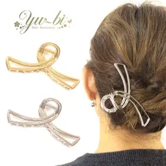 ヘアクリップ/大きめ 韓国 2重リボン ループ メタル シンプル バンスクリップ k223☆シルバー/ゴールド メタリック 結び目 夜会巻き ワニクリップ ヘアアクセ 髪飾り ヘアアレンジ アップスタイル【リボン】