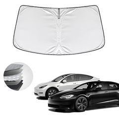 WAIROGA テスラ モデルY 専用サンシェード フロントガラス用 パラソル 車用サンシェード 折り畳み式 ワンタッチ シルバー 日よけフロントガラス サンシェード Tesla model3 / modelY 2021年～現行 厚い5層構造シェード99％シェ