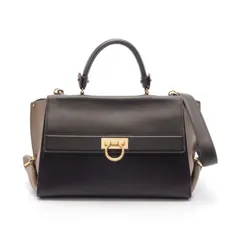 サルヴァトーレフェラガモ Salvatore Ferragamo ハンドバッグ ガンチーニ 21 D543 ダークパープル/グレージュ レザー 2wayショルダー レディース Used A