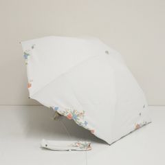 折りたたみ日傘  Blao ブラオ USED品 東レ サマーシールドLi 晴雨兼用 ホワイト フラワー 多色花柄刺繍 UV 遮光 遮熱 50cm FS9109