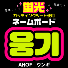 【AHOF★ウンギ/WOONGKI】蛍光ネームボード　ハングル　韓国語　ファンサ　ネムボ　うちわ文字　スローガン　パネル　カッティングシート