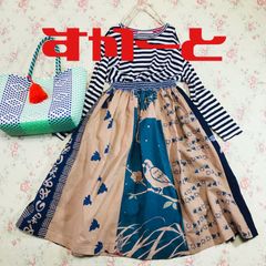 816 スカート スズメ 雀 手ぬぐい 手拭い リメイク ハンドメイド