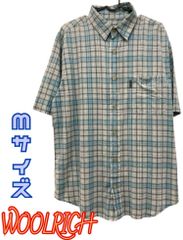 WOOLRICH　メンズ　半袖シャツ　チェック柄　タータンチェック　さわやか　胸ポケットつき　水色　Mサイズ　U-410