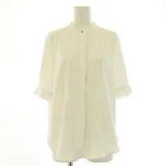 グリーンレーベルリラクシング ユナイテッドアローズ green label relaxing ピコピンタックショートスリーブブラウス マシンウォッシャブル シャツ バンドカラー 半袖 F 白 ホワイト 3516-676-0781 /BB