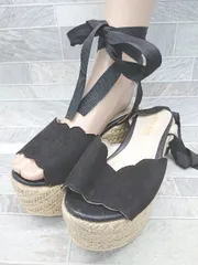 ◇ one after another NICE CLAUP アンクルストラップ ジュート サンダル サイズS ブラック レディース P  【1407260012900】