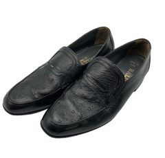 BALLY バリー オーストリッチ ローファー メンズ ブラック サイズ 7 1/2 中古 D4