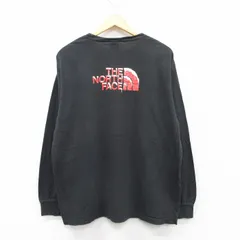 L/古着 ノースフェイス 長袖 ビンテージ Tシャツ メンズ 00s ビッグロゴ 大きいサイズ コットン クルーネック 黒 ブラック spe 25jun03 中