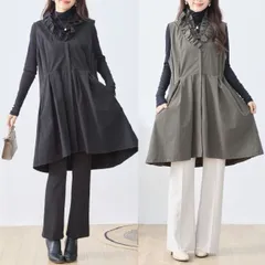 ベスト 大人可愛いフリルネックロングベスト C03-102 TRUBE  M～LL ミセス fmsd キレイメ 普段着 おしゃれ着 レディース 日常着 快適 洋服 婦人服 可愛い服 デイリーファッション