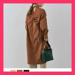★スタッフおすすめ★ワンピース《バックツイストコットンシャツワンピース 全4色》【在庫限り】 セピア ●全4色！バックツイストコットンシャツ おすすめ おしゃれ　★売れ筋★　大人気 10872805