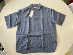 中古美品　LIDNM リドムメンズ半袖シャツ　サイズM 保管シワ多い　ベビーブルー