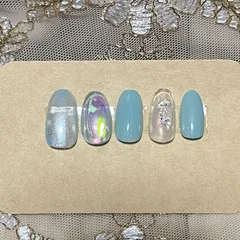 【10】氷ネイル ネイルチップ オーロラネイル ブルーネイル ウェディングネイ