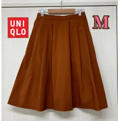 UNIQLO  ユニクロ　レディース　ハイウエスト　ドライストレッチ　タックスカート（オレンジブラウン）Ｍ
