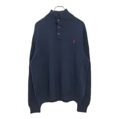 Polo by Ralph Lauren ポロ ラルフローレン ワンポイントロゴ コットン ニット セーター ネイビー(メンズ XL)中古 古着 U7483