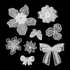 【数量限定】花 リポン DIY 服 工芸品の装飾 縫製 バッグ 靴 レース生地 帽子 飾り アクセサリー MUNCVY アップリケ モチーフ ワッペン 8枚セット アイロン両面接着シート付