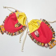 お魚巾着 巾着袋 さかな ヒラメ ハンドメイド 2点セット