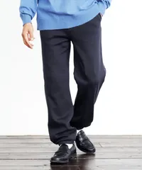 新品 未使用 JIGGYS SHOP(ジギーズショップ)裏起毛ラインイージーパンツ 217803 ネイビー
