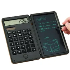 DM-01 電卓付き電子メモパッド 12桁 電卓 6.0インチ 厚さ14mm コンパクト 電池交換式 誤消去防止ロック マグネット開閉式 ペーパーレス