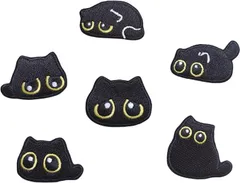 ノーブランド品 汎用 アイロン ワッペン 手芸セット 男の子 女の子兼用 おしゃれ かわいい DIY デザイン 刺繍 アイロン接着可能 (黒猫 5点セット)
