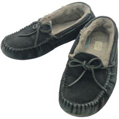 UGG アグ スウェードボアモカシンシューズ 1107940 ブラック 24cm