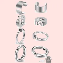 男女兼用 ジュエリー イヤリング シンプル 軟骨ピアス フープイヤリング 両耳 レディース メンズ ステンレス製 アクセサリー リングピアス フープピアス イヤーカフ ノンホールピアス フェイクピアス ピアス GOKEI
