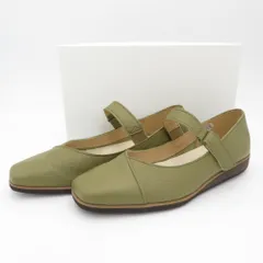 Figurino フィグリーノ レザーシューズ Figurino スクエアトゥ ストラップ付スリッポン カーキ 24.0cm FT-925