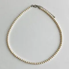 「再販」貝ベビーパールネックレスB/約4mm約40cm+5cm/ホワイトベージュ/R/made in japan