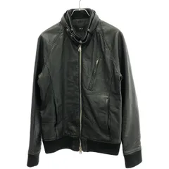 未使用級 AKM 羊革 ライダースジャケット ニット切替 裏地キルティング中綿 未使用級 AKM 羊革 ライダースジャケット ニット切替 裏地