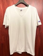 MADE IN USA製 RUSSELL ATHLETIC VネックTシャツ ホワイト Mサイズ