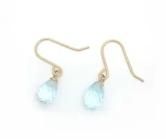 【在庫処分特別価格】K18フックピアス　ブルートパーズ Sサイズ / 両耳用