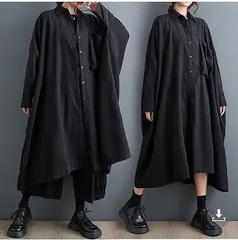 新品 2026新作 モード系　ニューデザイン　黒　大きいサイズ レディース 　個性派　ワンピース　ブラック　春 秋冬 新品 長袖