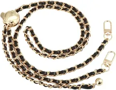 sakurawing ショルダー ストラップ チェーン クロスボディバッグ・リングポーチ・スマホ用 付け替え 調整可能 120cm 黒 金(ブラック)