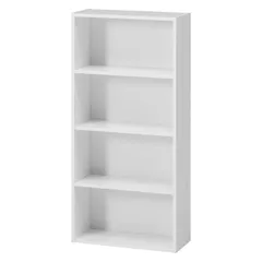 【人気商品】コミック収納ラック 4段 本棚 幅41.8×奥行18.5×高さ89cm ホワイト CD&DVD収納 不二貿易 固定棚 組立商品 81397