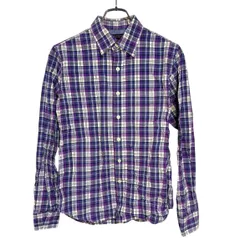 AT24 BANANA REPUBLIC バナナリパブリック シャツ ソフトウォッシュ 長袖 チェック パープル シンプル カジュアル メンズ S