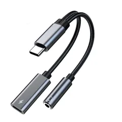 新品 Type-Cイヤホンジャック変換器2-in-1 Type-Cイヤホンジャック急速充電Type-Cイヤホン3.5 mm変換線USB DACチップ搭載音楽/通話音量調節可能MacBook Air Pro iPad Pro Google Pixel Xperiのサムネイル