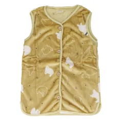 ☆ 3A.シロクマYE ☆ フランネルKIDSスリーパー スリーパー キッズ ベスト 着る毛布 パジャマ ルームウェア 前開き 半そで ボタン 寒さ対策 防寒対策 軽量 寝冷え防止 男の子 女の子 もこもこ 暖かい 部屋着 子ども 子供 あったかグッズ