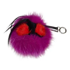フェンディ バッグバグズ モンスター バッグチャーム キーホルダー パープル マルチカラー ファー レザー レディース FENDI【1-0213014】