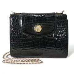 OLD Gucci　最高級クロコダイル Wフラップチェーンバッグ（黒）GS-1197B