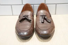 美品【ZARA】27.5cm レザータッセルローファー ブラウン