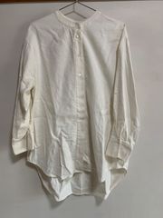 utao ウタオ　リネン起毛ノーカラーシャツ　綿麻　ヘリンボーン